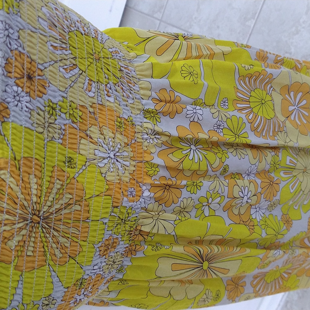 Julie Brown Hampton Floral Print Ruffle Hem Strapless Smocked Dress - Picture 5 of 7